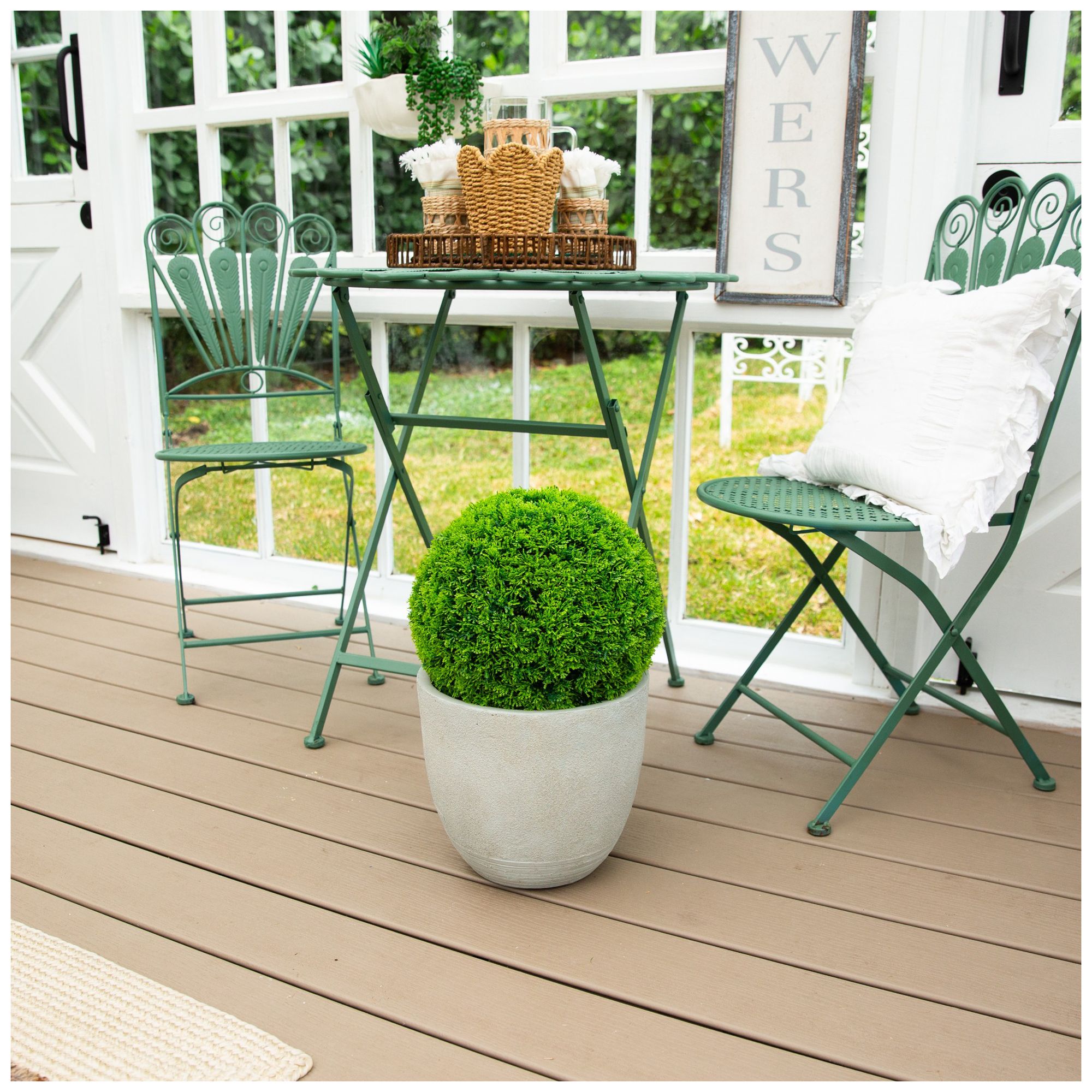 16in. UV Resistant Artificial Mediterranean Cypress Topiary Plant