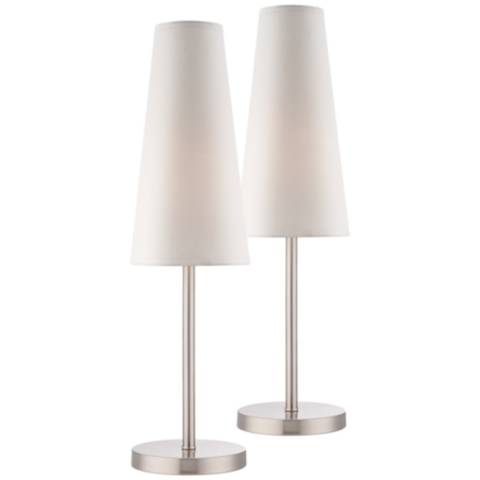 Snippet Brushed Nickel Accent Table, Small Slender Table Lamps