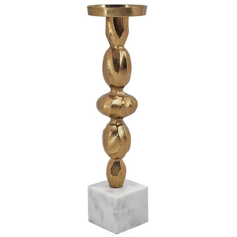 Image 1 17.1" Gold & White Aluminum Diamond Stem Pillar Holder