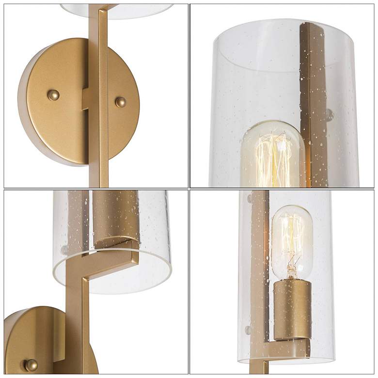 Image 5 17.1" High Gold Tube-Shaped 1-Light Wall Sconce with Seeded Glass Shad more views