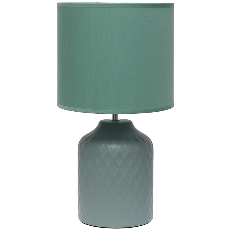 Image 1 17.25" Ceramic Table Lamp with Drum Shade, Seafoam Green