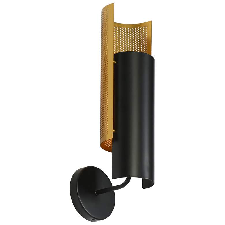 Image 1 17.4" High Black and Brass Metal Wall Sconce