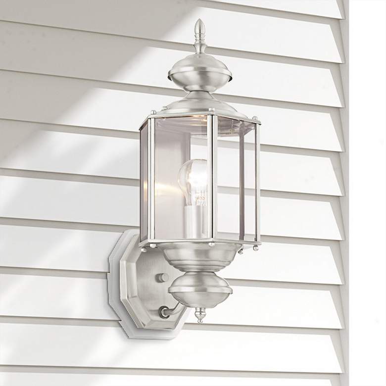Image 2 17.5-in H Brushed Nickel Medium Base (E-26) Outdoor Wall Light