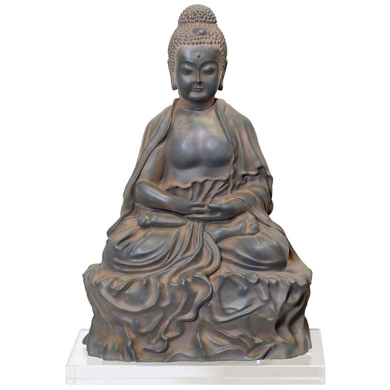Image 1 17.5 inch High Weathered Sandstone Buddha Statue