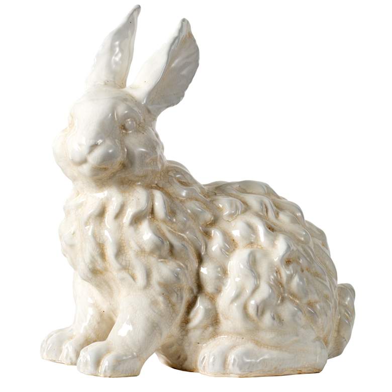 Image 1 17.7" Gloss White Ceramic Bunny