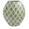 17.7" Green and Tan Diamond Pattern Capiz Vase