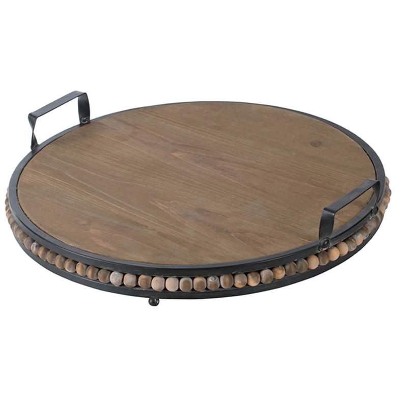 Image 1 17.7 inch Wood Bead Tray with Metal Handles