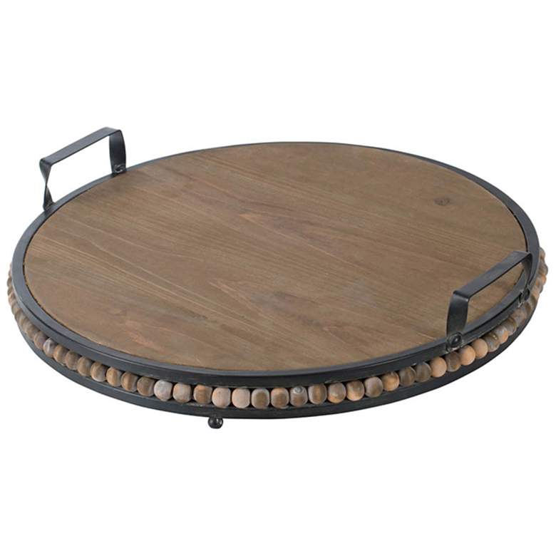 Image 1 17.7" Wood Bead Tray with Metal Handles