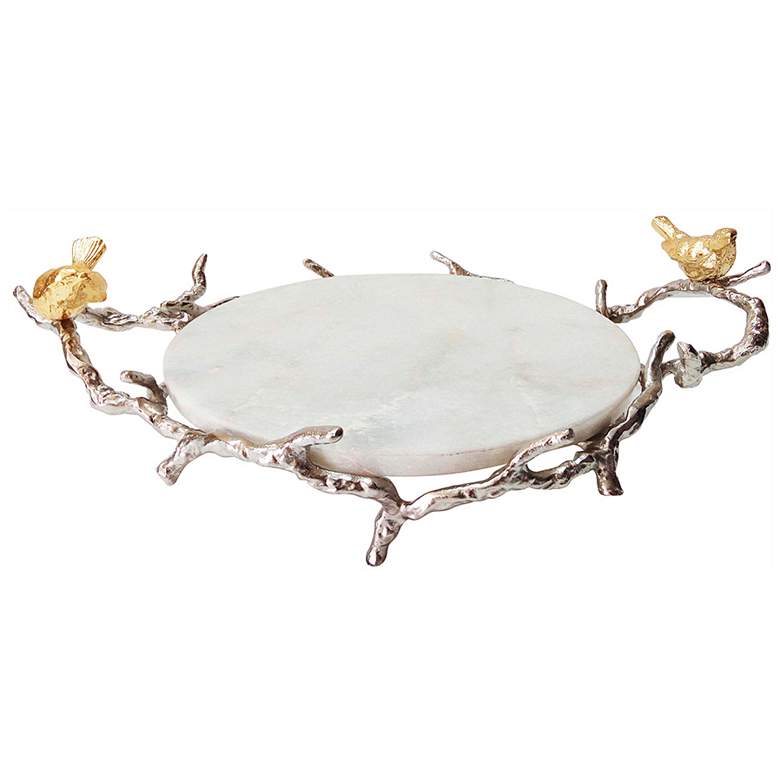 Image 1 17" Alvada Silver Decorative Marble Tray