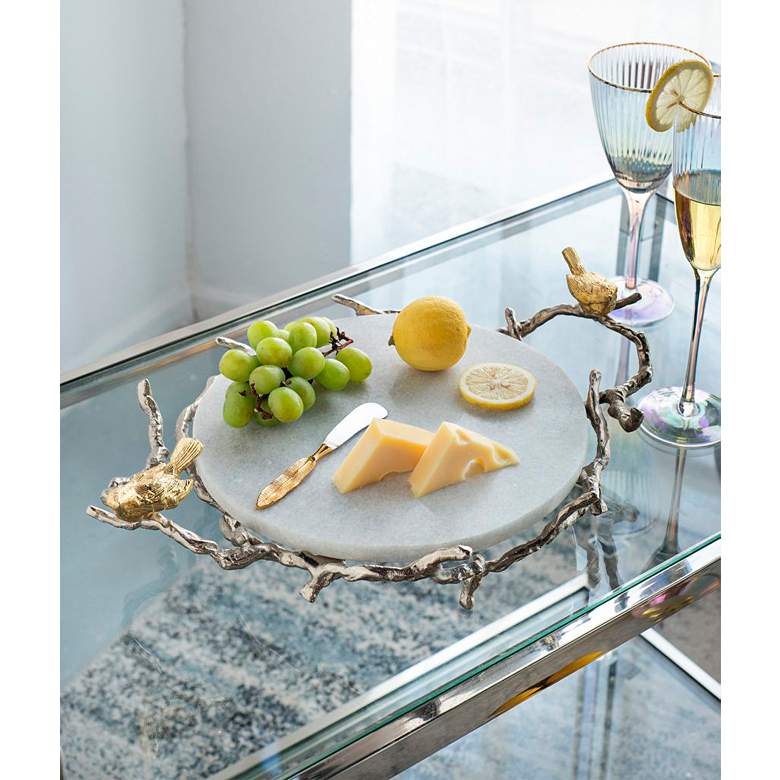Image 7 17" Alvada Silver Decorative Marble Tray more views
