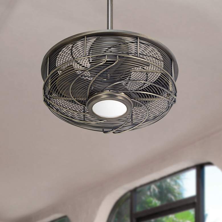17&quot; Casa Vestige Antique Bronze Cage LED Ceiling Fan with Wall Control