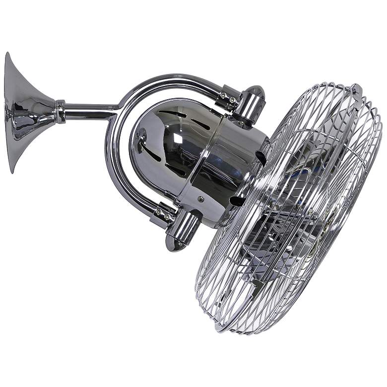 Image 2 17" Kaye Polished Chrome Cage Oscillating Wall Fan with Wall Control