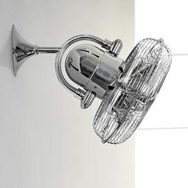 Image1 of 17" Kaye  Polished Chrome Cage Oscillating Wall Fan with Wall Control