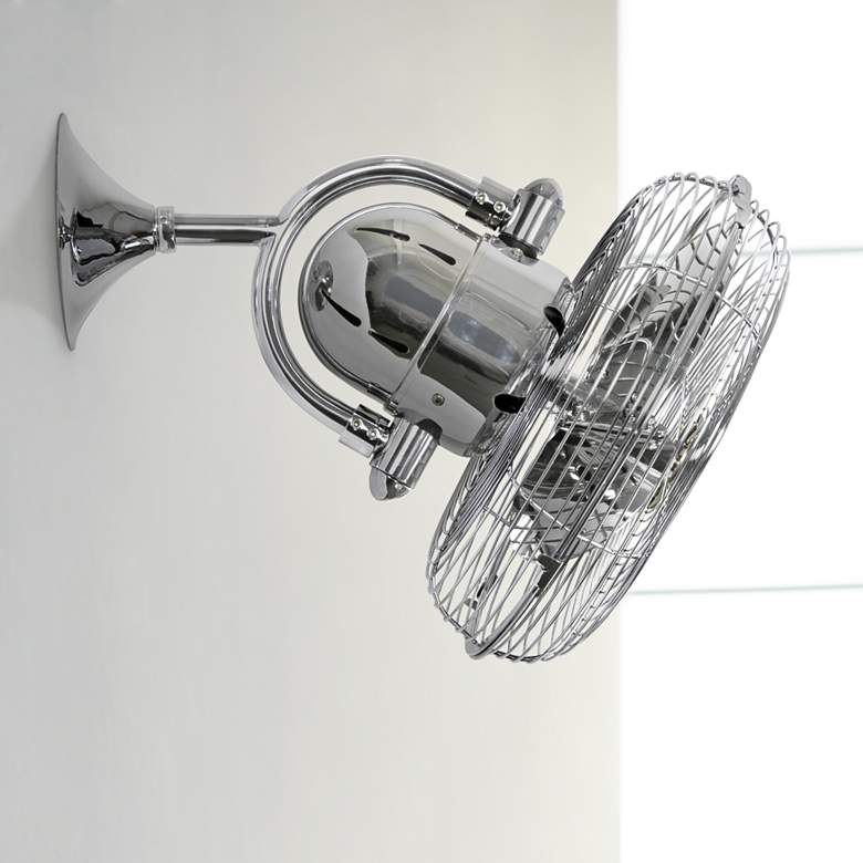Image 1 17" Kaye Polished Chrome Cage Oscillating Wall Fan with Wall Control