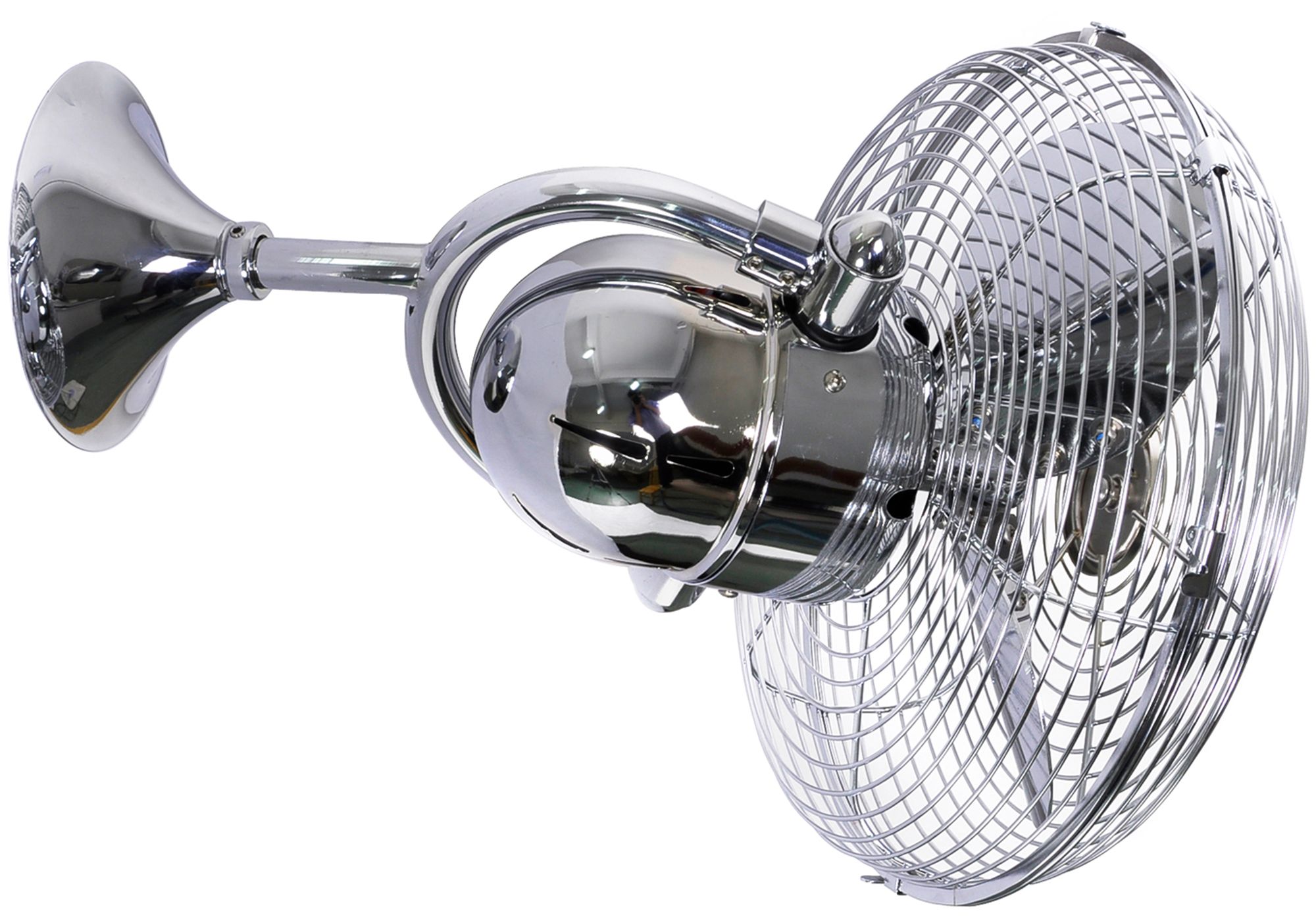 17" Kaye  Polished Chrome Cage Oscillating Wall Fan with Wall Control