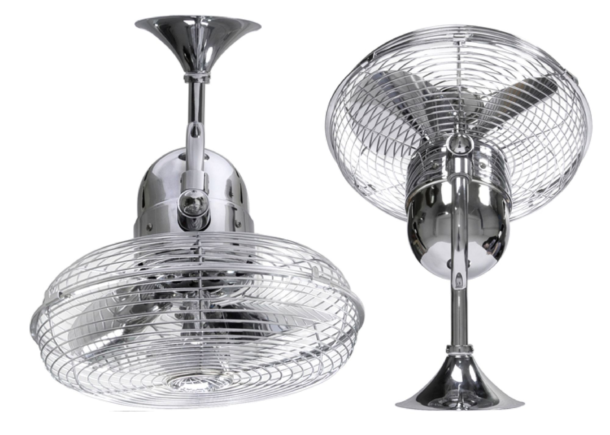 17" Kaye  Polished Chrome Cage Oscillating Wall Fan with Wall Control