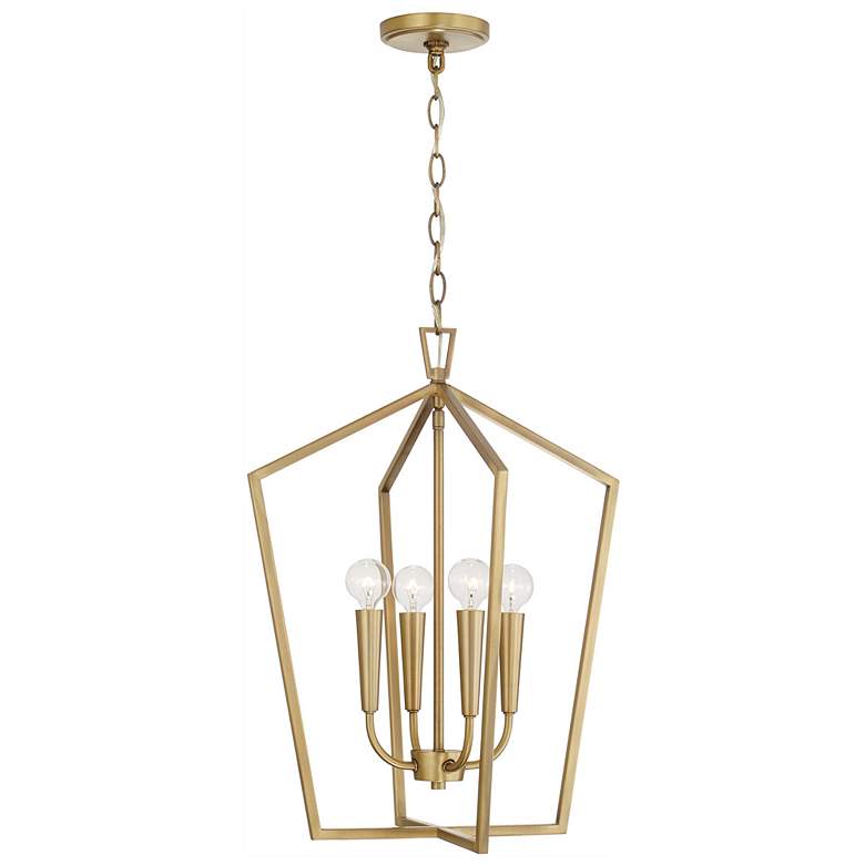Image 5 17" W x 22" H 4-Light Foyer in Aged Brass more views