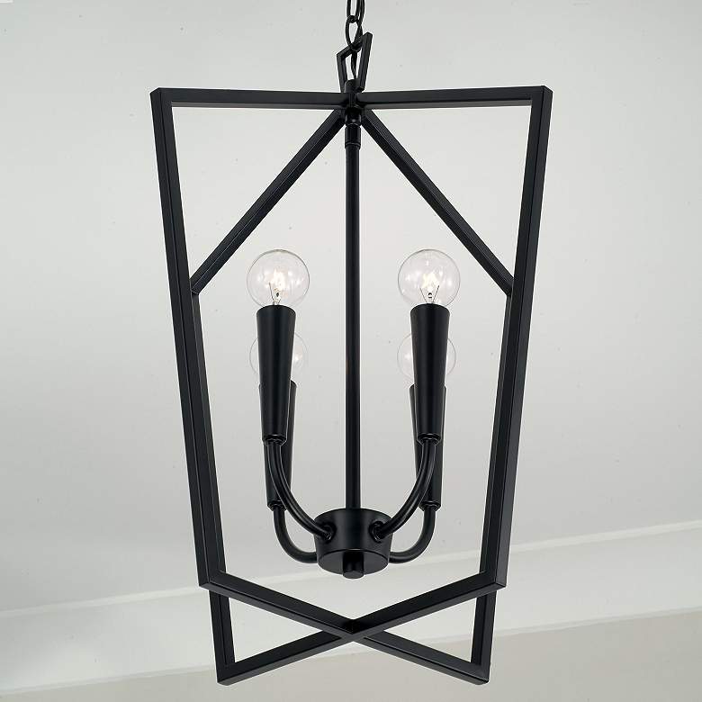 Image 3 17" W x 22" H 4-Light Foyer in Matte Black more views