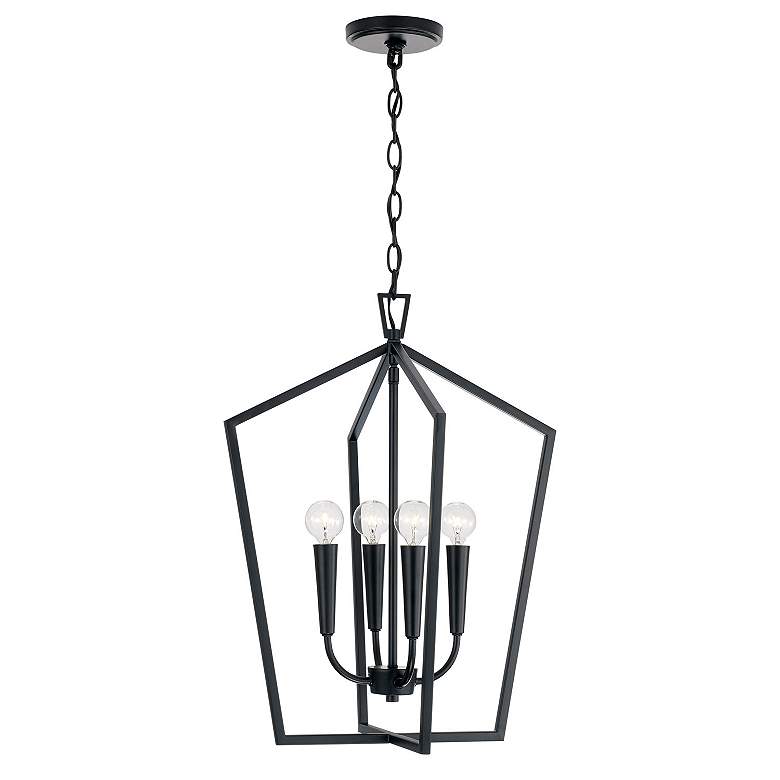 Image 4 17" W x 22" H 4-Light Foyer in Matte Black more views