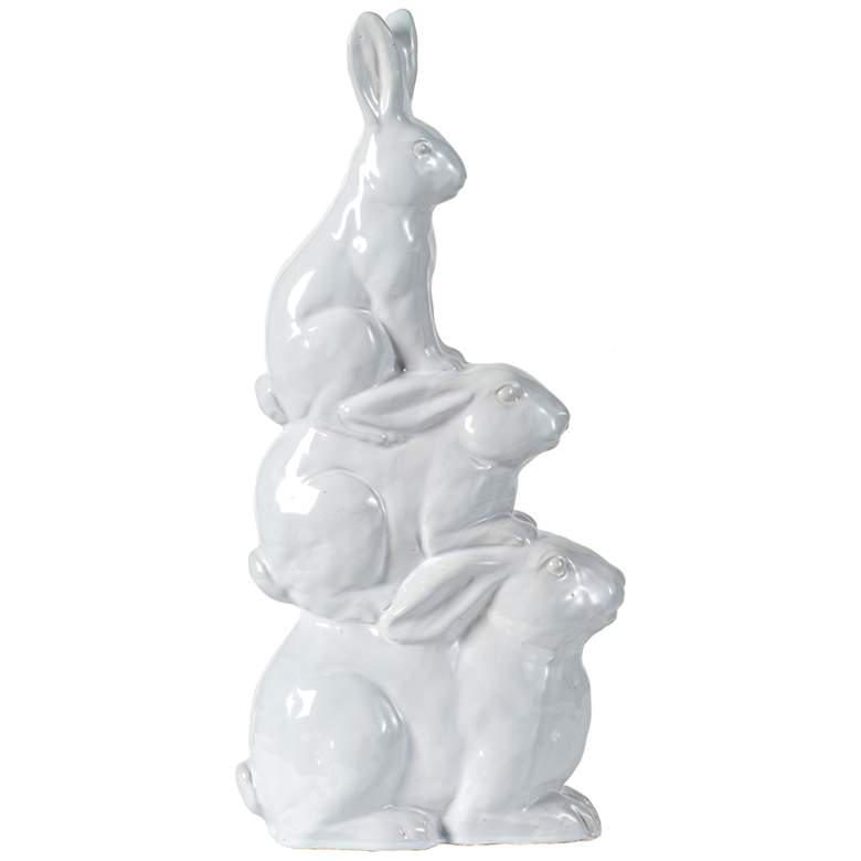 Image 1 17 inch White Ceramic Rabbits