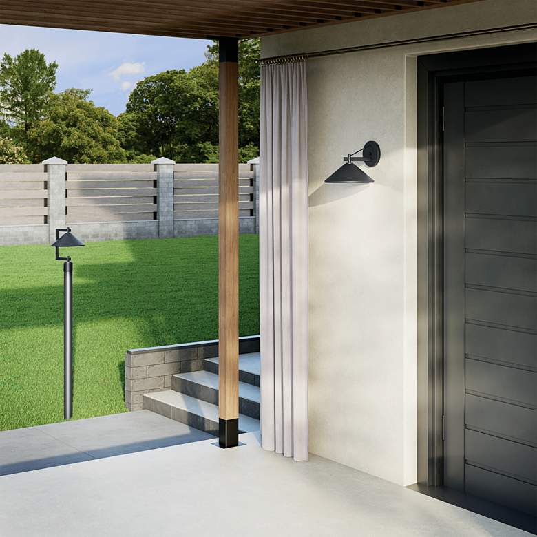 Image 1 Kichler Ripley 10" High Black Outdoor Wall Light in scene