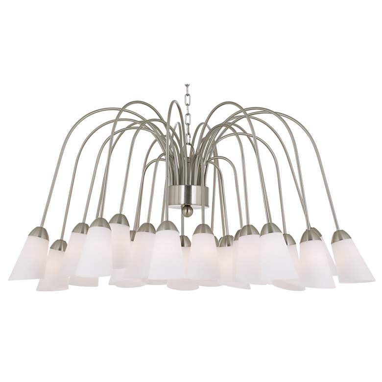 Image 1 17482 - Brushed Nickel White Glass Chandelier