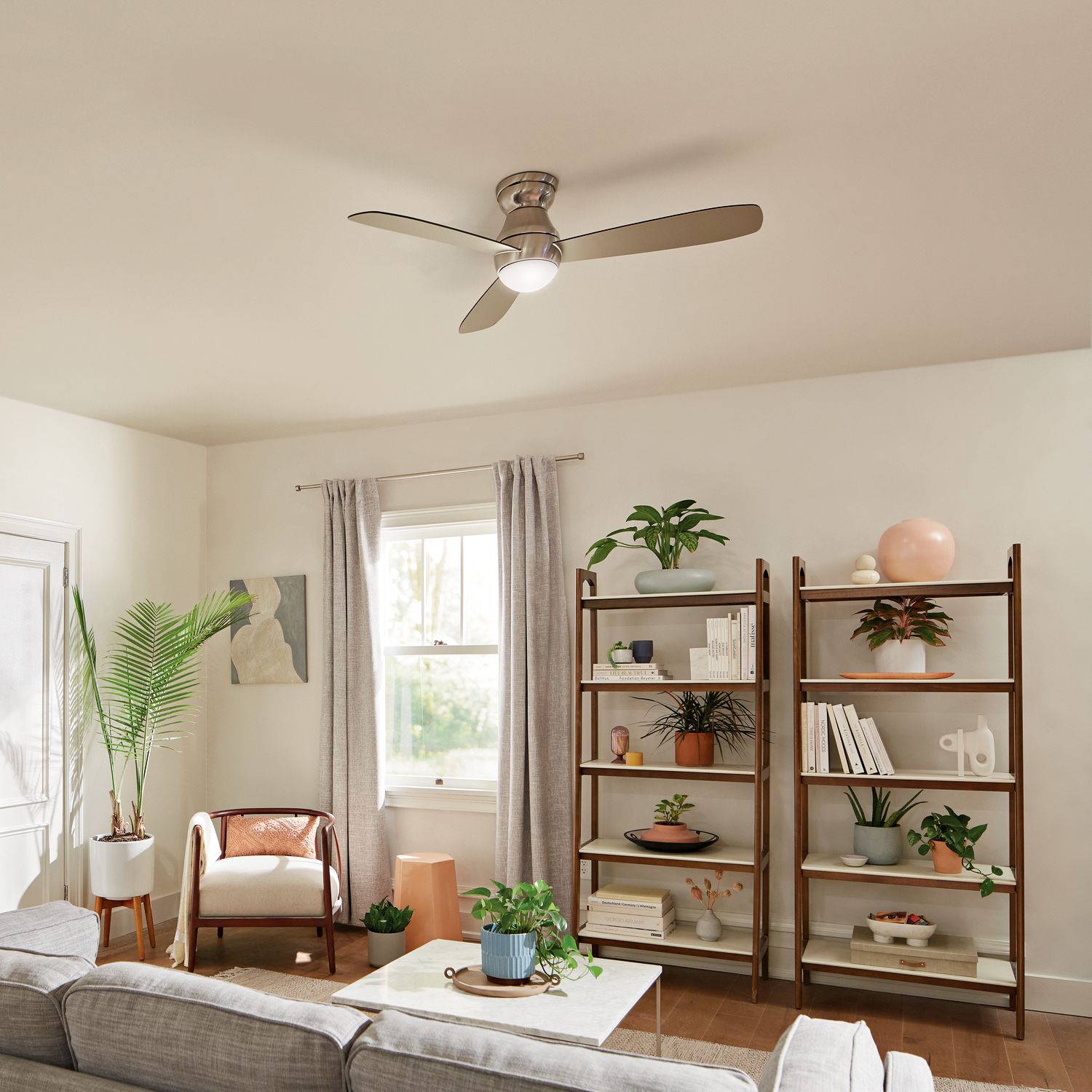 Image 1 54" Kichler Bead Brushed Stainless Steel LED Ceiling Fan in scene