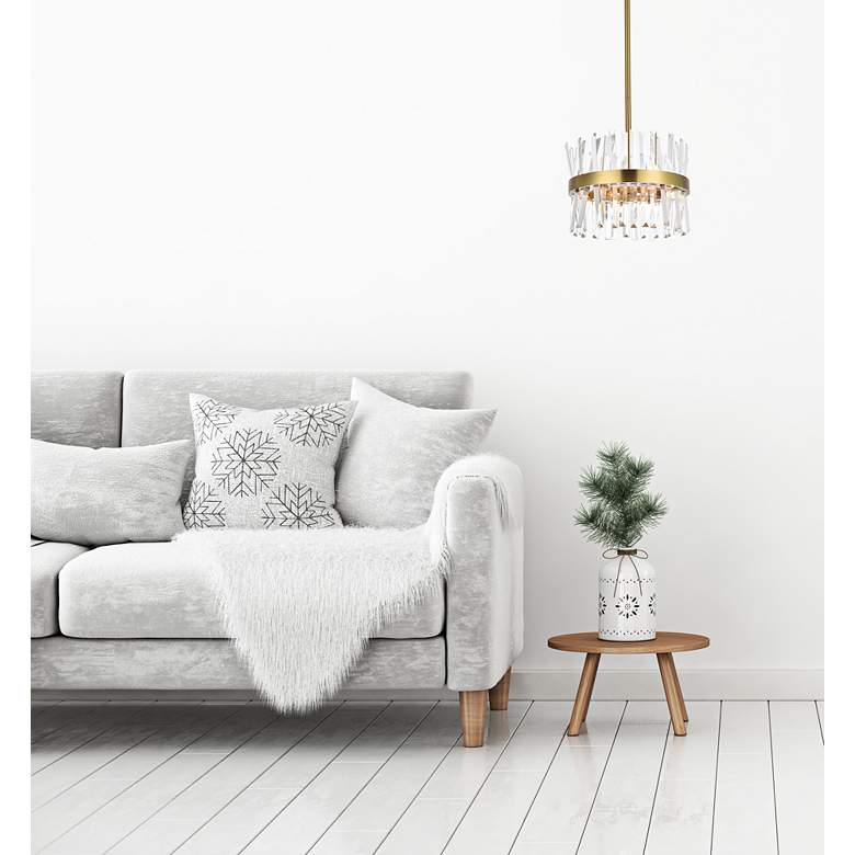 Image 1 Serephina 16" Wide Satin Gold and Crystal Pendant Light in scene