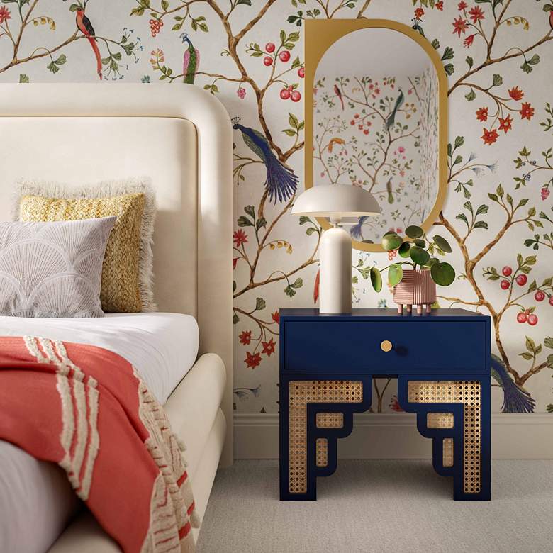Image 1 TOV Furniture Suzie 26" Wide Modern Navy Wood 1-Drawer Nightstand in scene
