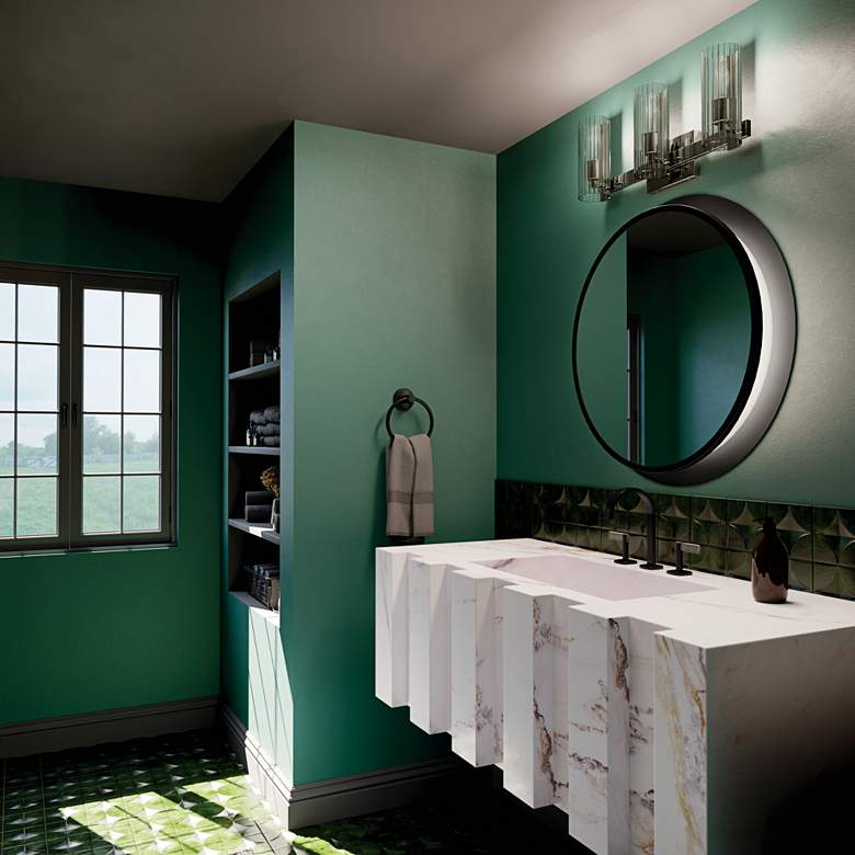 Image 1 Kichler Jemsa 22 3/4"W Polished Nickel 3-Light Bath Light in scene