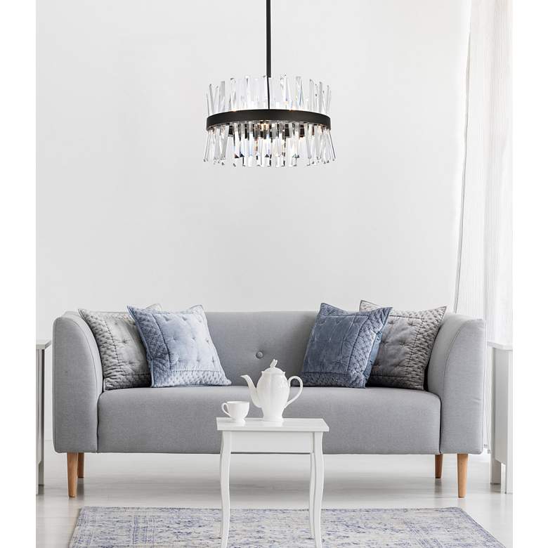Image 1 Serephina 20" Wide Black and Clear Crystal Pendant Light in scene
