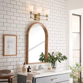 Image1 of Rosalind 23 3/4"W Brushed Natural Brass 3-Light Bath Light in scene