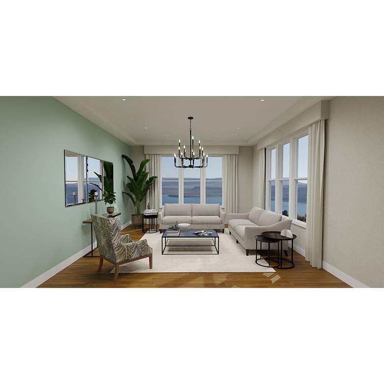 Image 1 Abner 18-Light Matte Black Chandelier in scene
