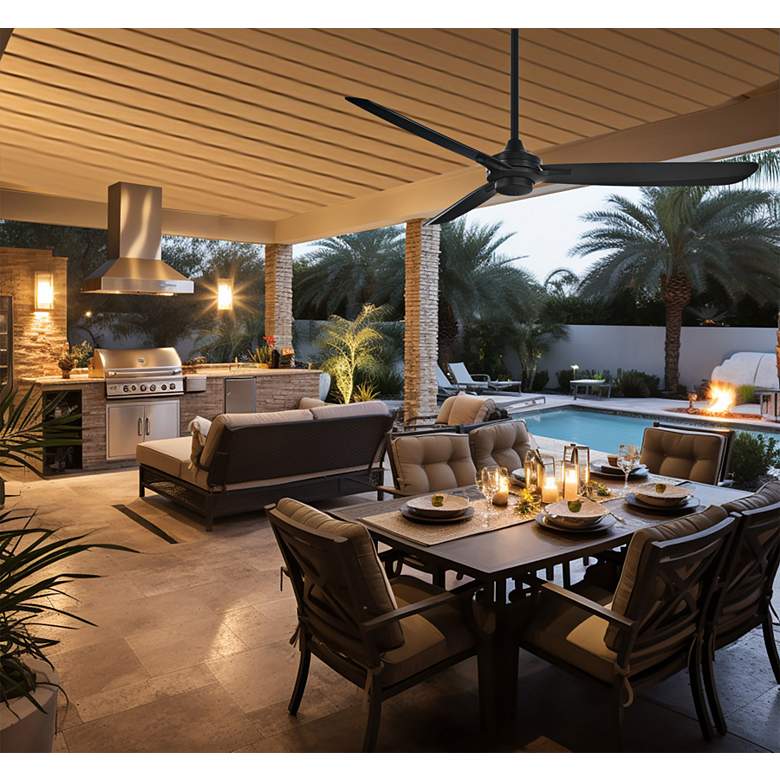 Image 1 60" Minka Aire Rudolph Coal Black Outdoor Ceiling Fan with Remote in scene