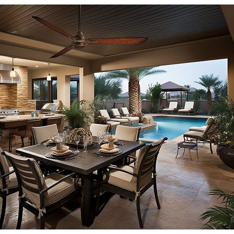 Image 1 60" Minka Aire Rudolph Bronze Outdoor Ceiling Fan with Remote in scene