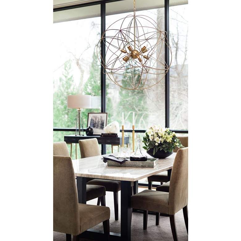 Image 1 Zenda 34" Wide 10-Light Gold and Silver Leaf Orb Chandelier in scene