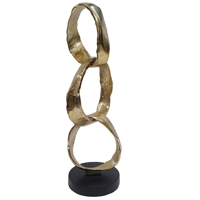 Image 1 18.5" High Gold Interlocking Rings Decorative Sculpture