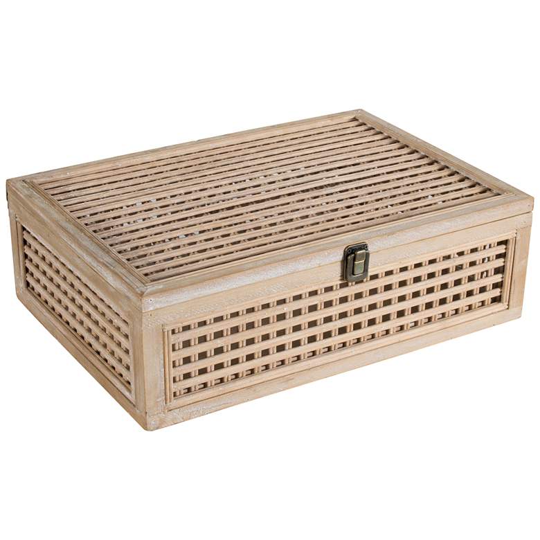 Image 1 18.5" Woven Natural Wood Decorative Box
