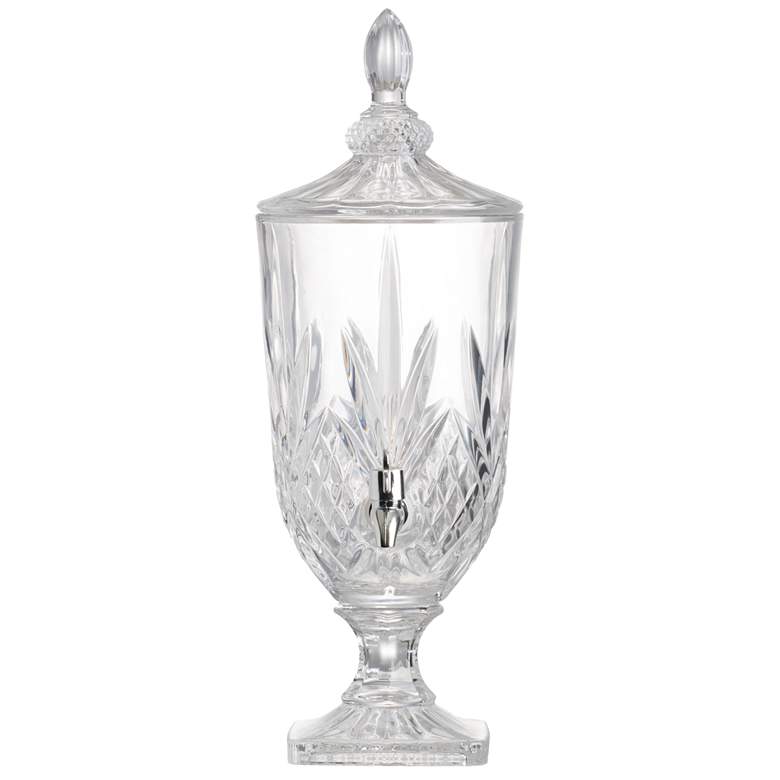 Image 1 18.9 inch Clear and Polished Silver Lidded Drink Dispenser