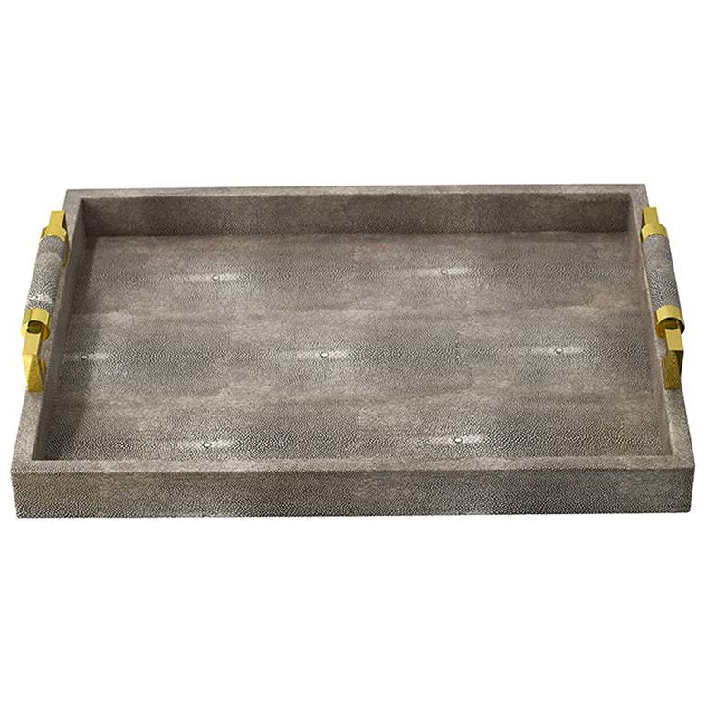 Image 1 18.9 inch Gray and Gold Textured Print Rectangular Tray