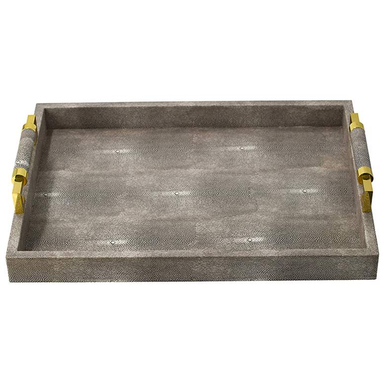 Image 1 18.9" Gray and Gold Textured Print Rectangular Tray