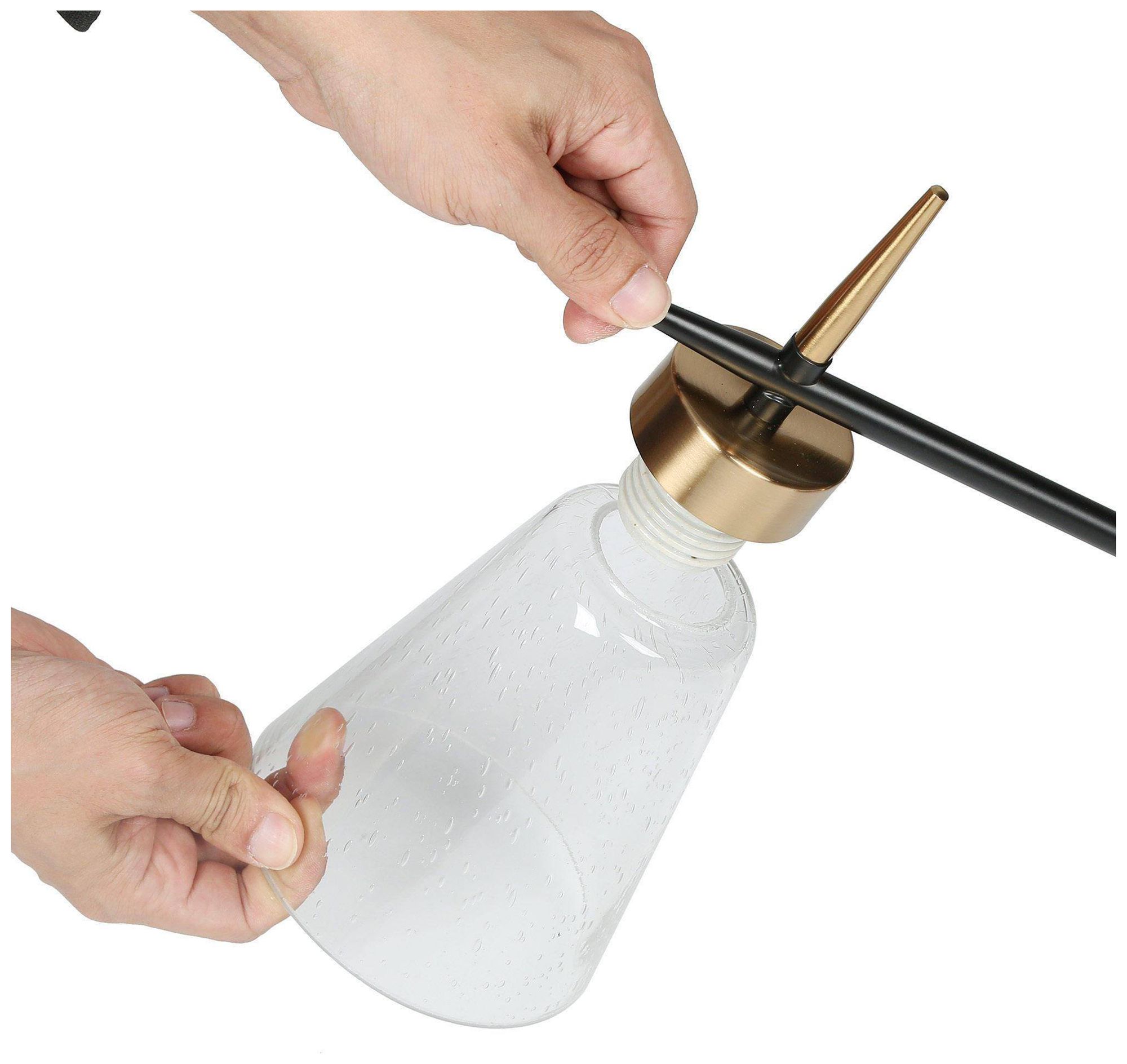 Image 2 18.9" Wide 3-Light Black Brass Glass Island Chandelier more views