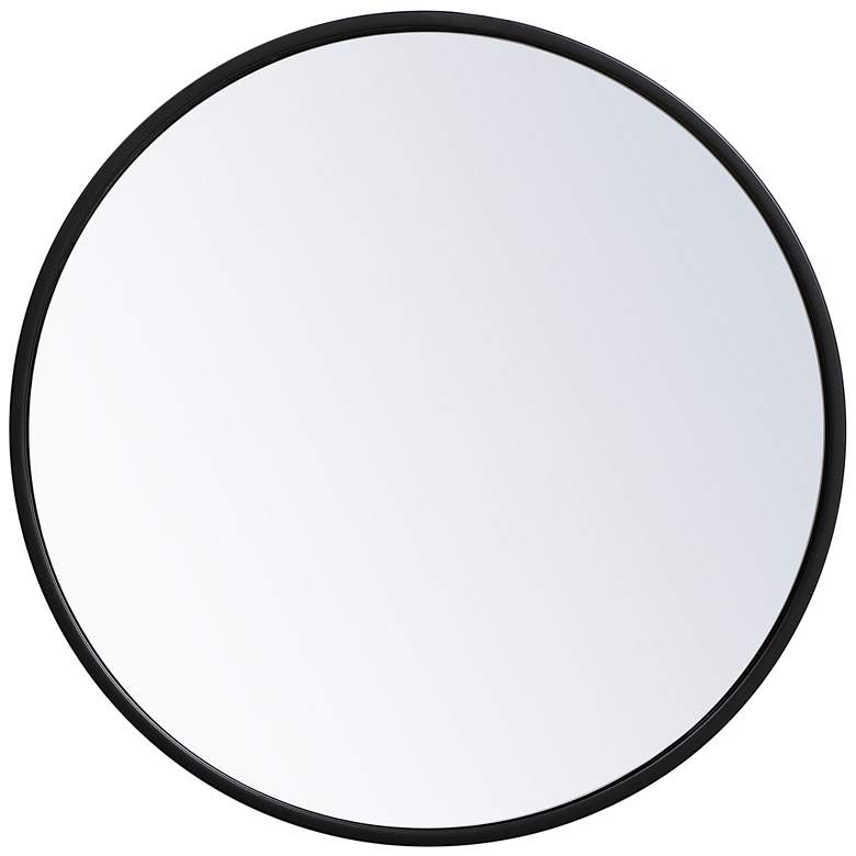 Image 1 18-in W x 18-in H Metal Frame Round Wall Mirror in Black