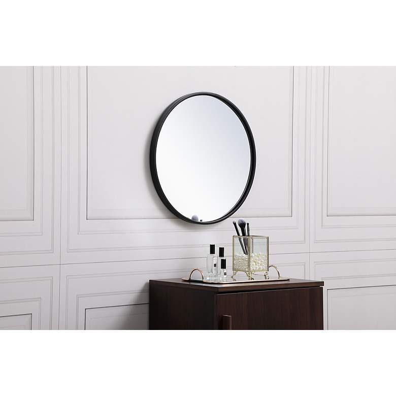 Image 3 18-in W x 18-in H Metal Frame Round Wall Mirror in Black more views