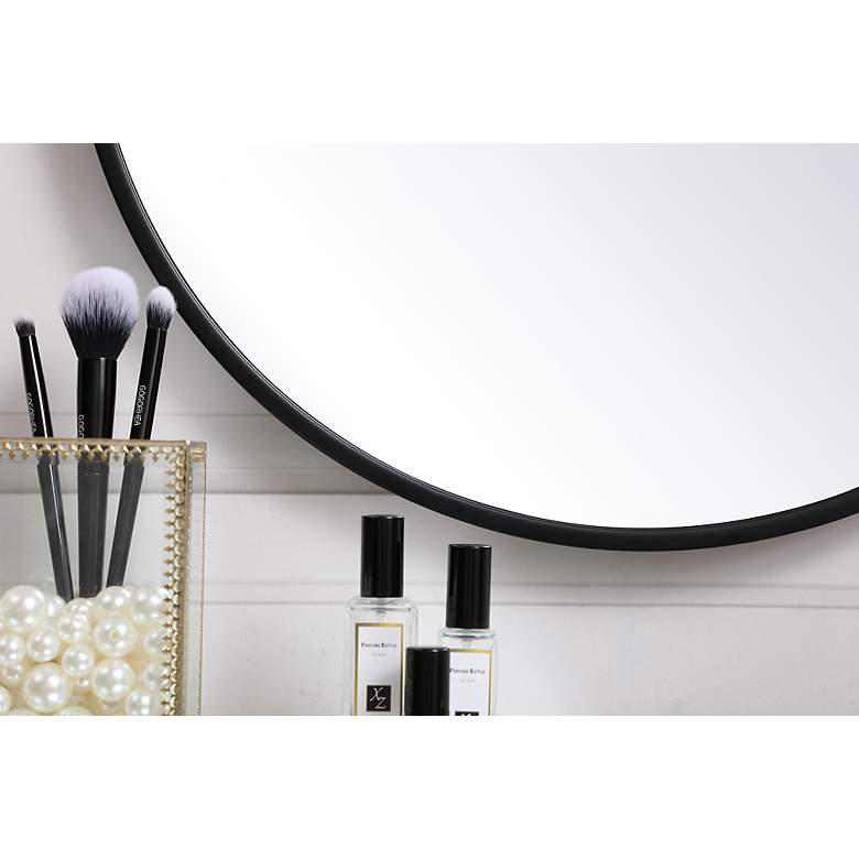 Image 4 18-in W x 18-in H Metal Frame Round Wall Mirror in Black more views