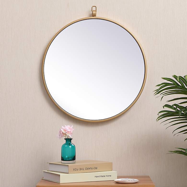 Image 1 18-in W x 18-in H Metal Frame Round Wall Mirror in Brass
