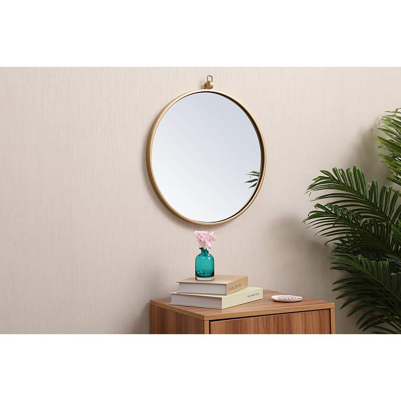 Image 3 18-in W x 18-in H Metal Frame Round Wall Mirror in Brass more views
