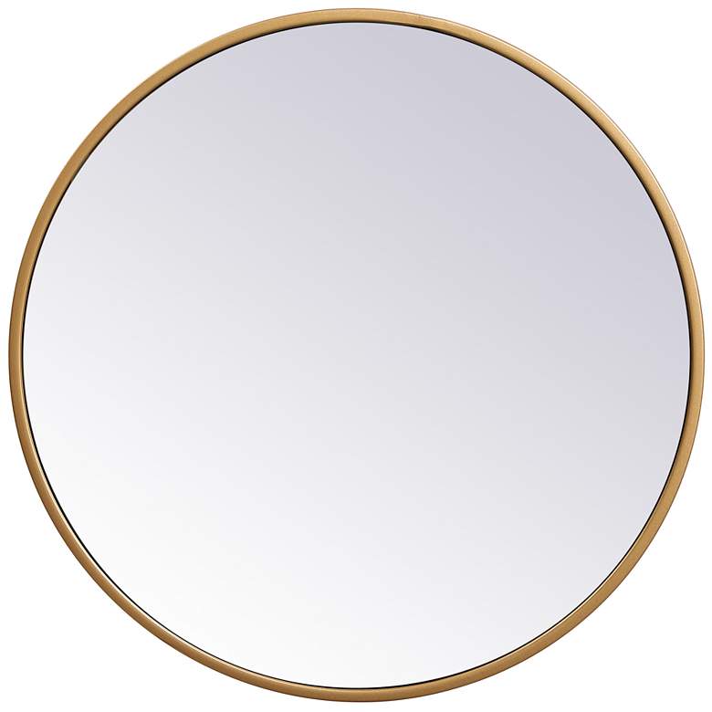 Image 1 18-in W x 18-in H Metal Frame Round Wall Mirror in Brass