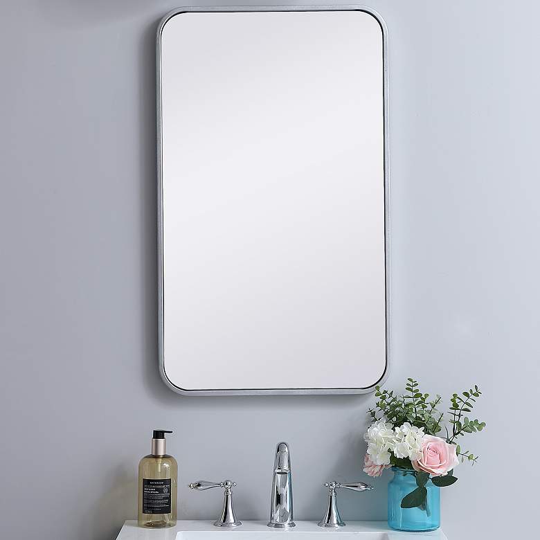 Image 1 18-in W x 30-in H Soft Corner Metal Rectangular Wall Mirror in Silver