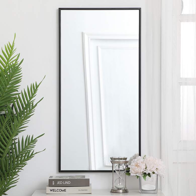 Image 2 18-in W x 36-in H Metal Frame Rectangle Wall Mirror in Black